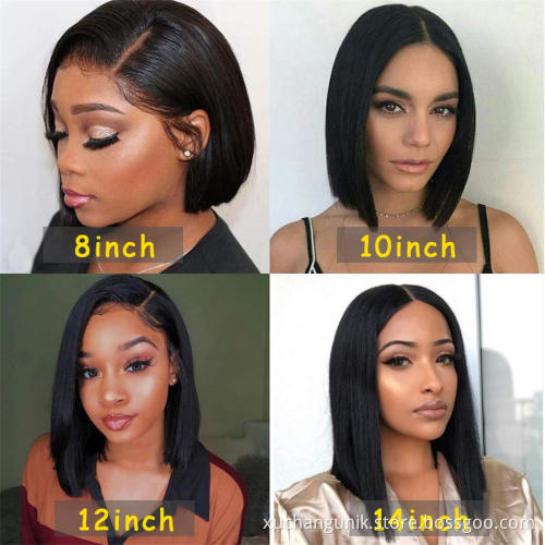100% natural black short bob wig with bangs for black women, brazilian virgin remy straight human hair fringe bob style cut wig
